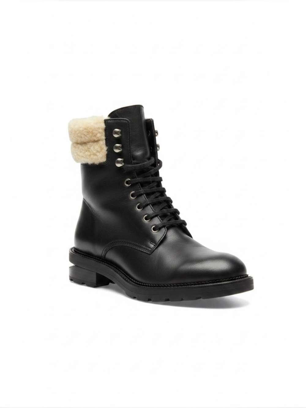 Alexander Wang Andy Hiker Leather Shearing Boots Signature Cut-Out Heel Size 7